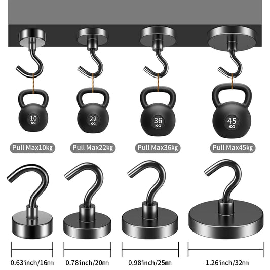 Heavy Duty Magnetic Hooks - No-Drill Wall Organization for Home & Office