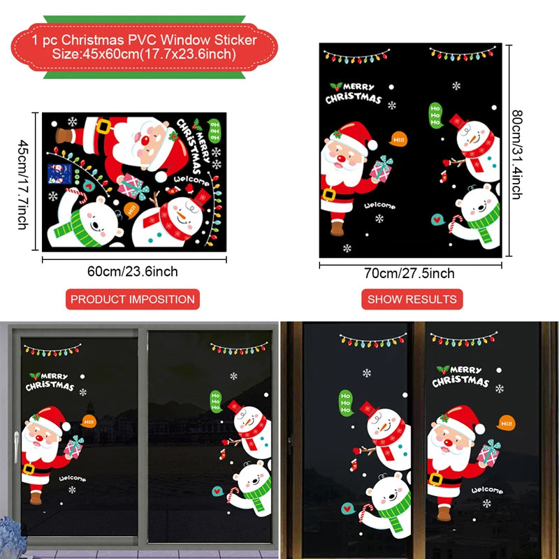 Christmas Window Stickers - Festive Holiday Decals for Home & Kids Room