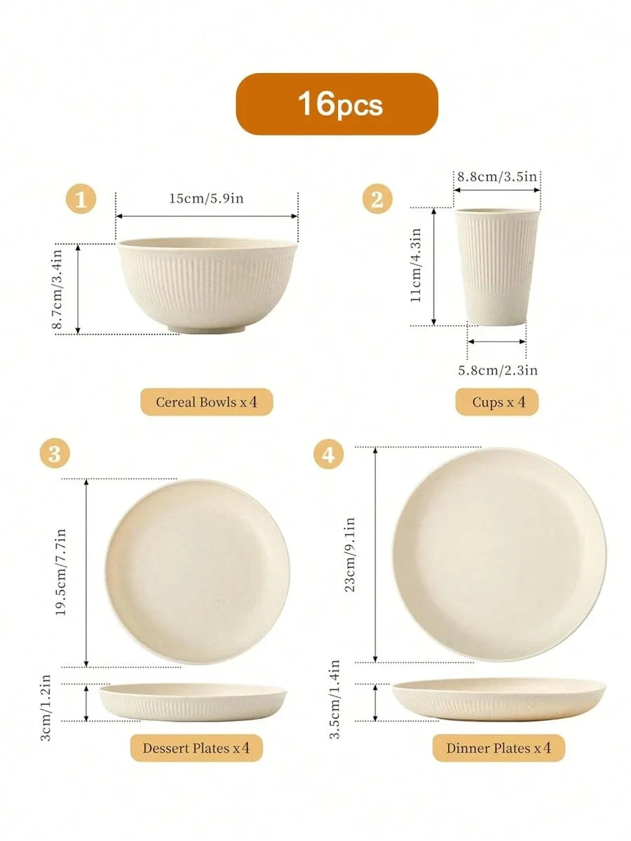 Reusable Plastic Dinnerware Set- 4/16/24 pcs