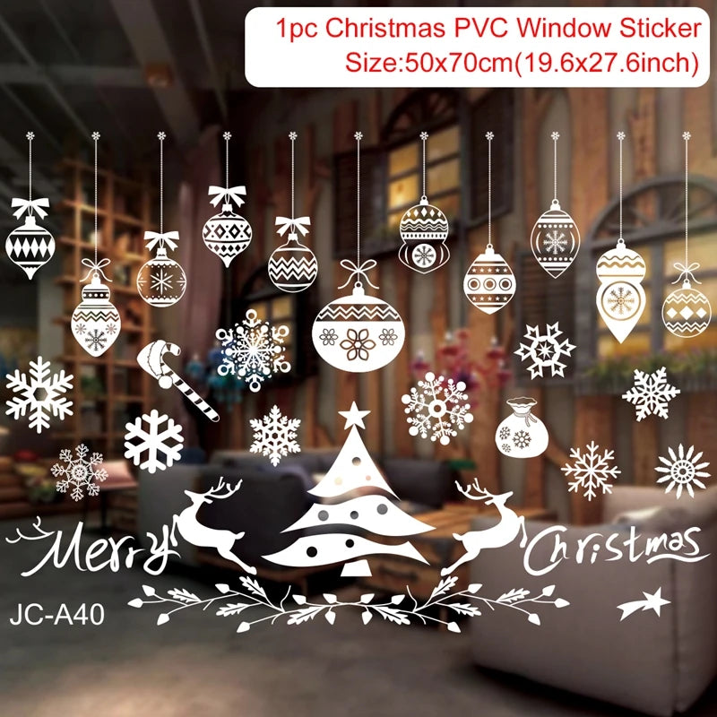 Christmas Window Stickers - Festive Holiday Decals for Home & Kids Room