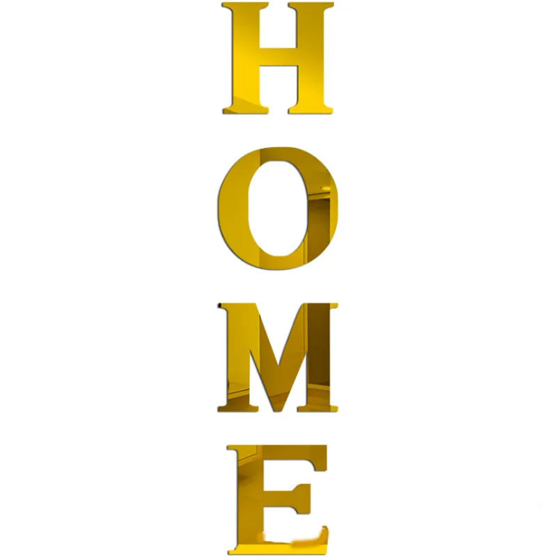 3D Mirror Wall Stickers - Removable Acrylic Letter Decals for Home Décor