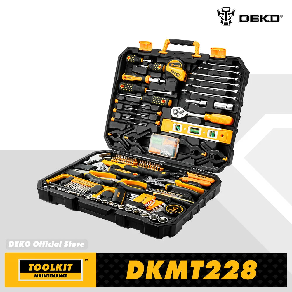 DEKO 228-Piece Home & Auto Repair Tool Set with Storage Case