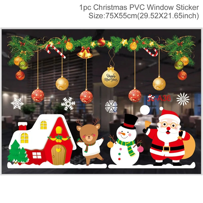 Christmas Window Stickers - Festive Holiday Decals for Home & Kids Room
