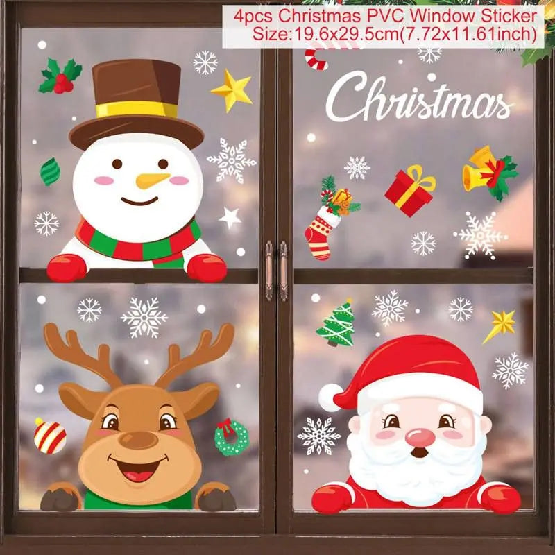 Christmas Window Stickers - Festive Holiday Decals for Home & Kids Room