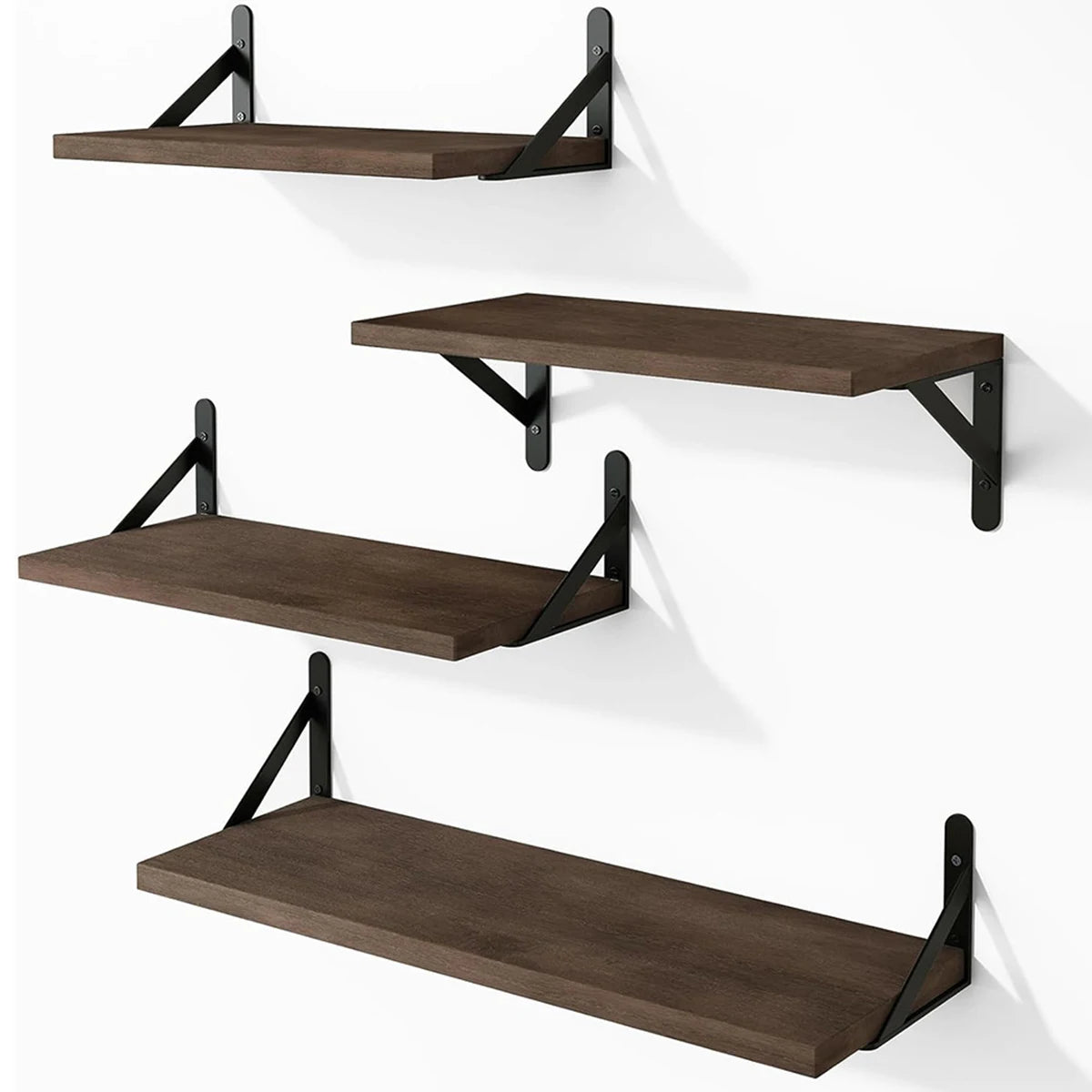 Floating Wall Shelves - Wood Mounted Bookshelf for Living Room, Bedroom & Kitchen