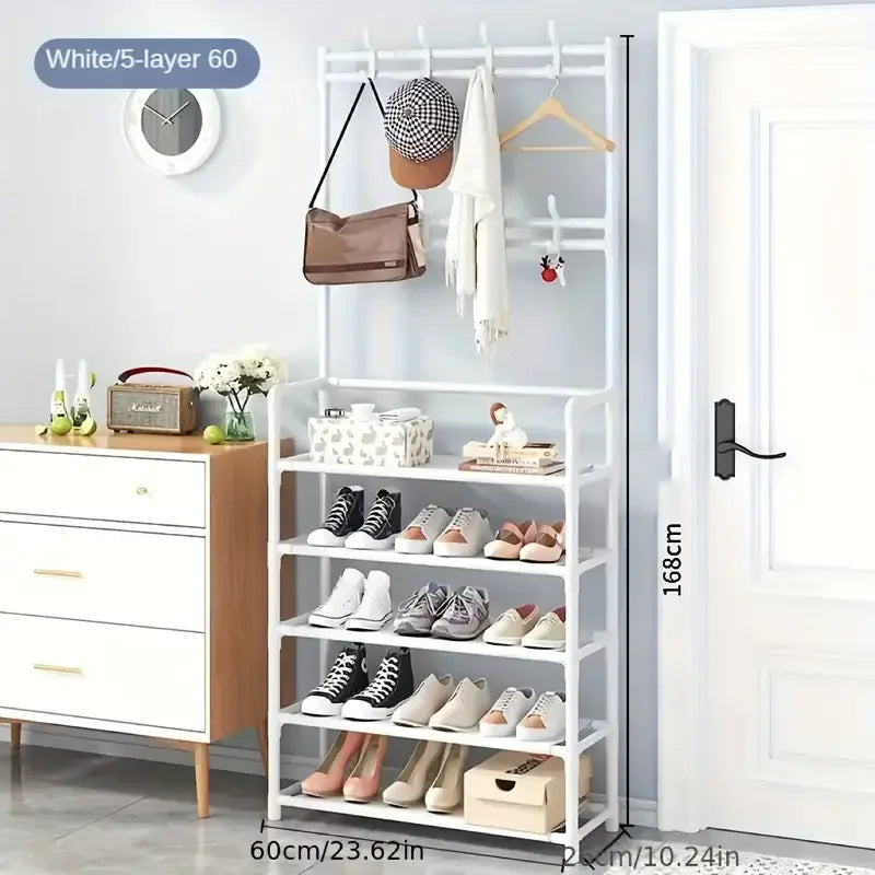 Industrial Entryway Hall Tree with Shoe Storage Bench, Coat Rack & Hanging Organizer