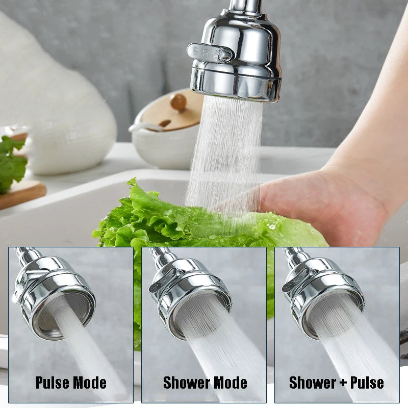 360° Swivel Kitchen Faucet Aerator - 3-Mode Water Saving Spray Nozzle