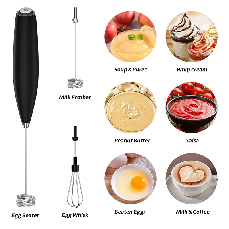 Electric Milk Frother - Handheld Coffee Foam Maker for Cappuccinos & Lattes