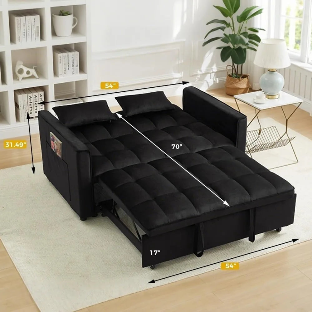 Convertible Sleeper Sofa Bed - 3-in-1 Pull-Out Loveseat for Small Spaces