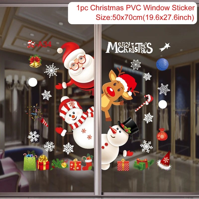 Christmas Window Stickers - Festive Holiday Decals for Home & Kids Room