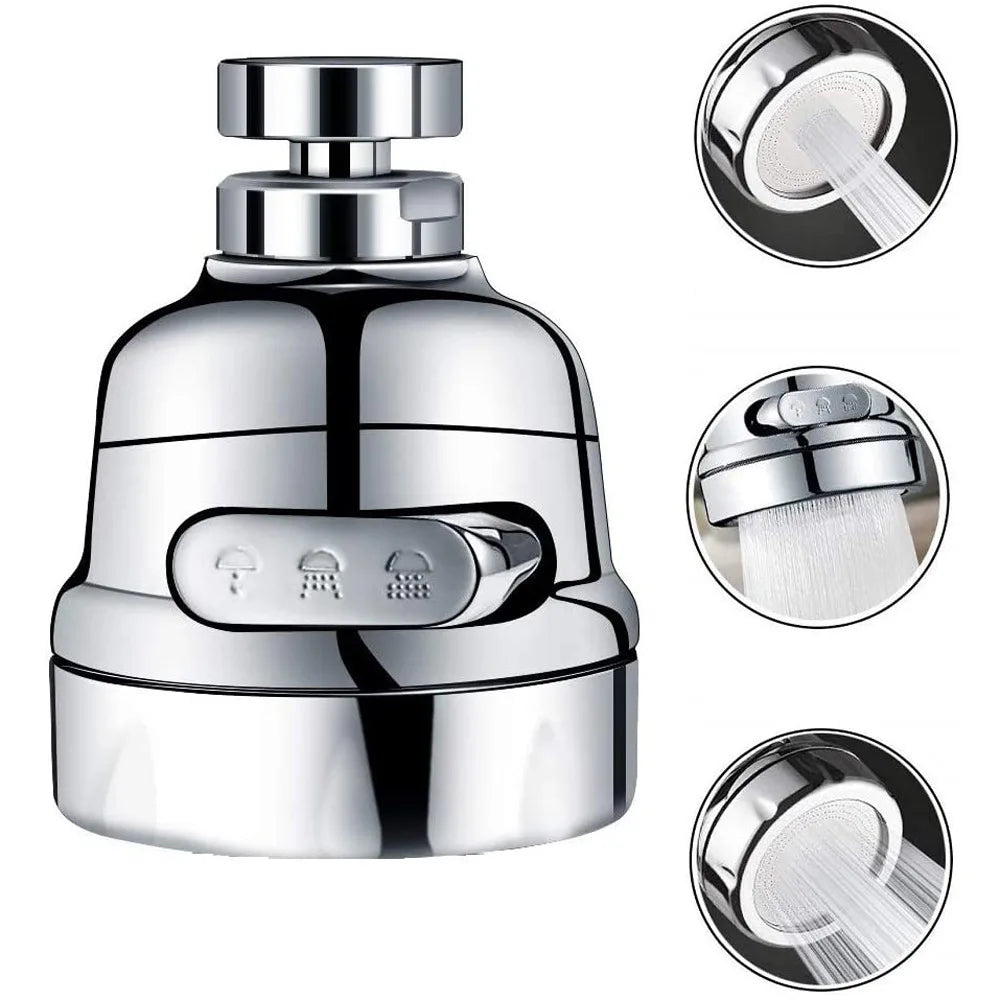 360° Swivel Kitchen Faucet Aerator - 3-Mode Water Saving Spray Nozzle