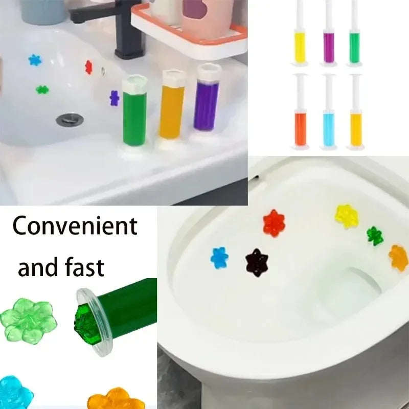 Rainbow Flower Toilet Bowl Cleaner Sticks Color Deodorizing Gel Dissolving Tablets