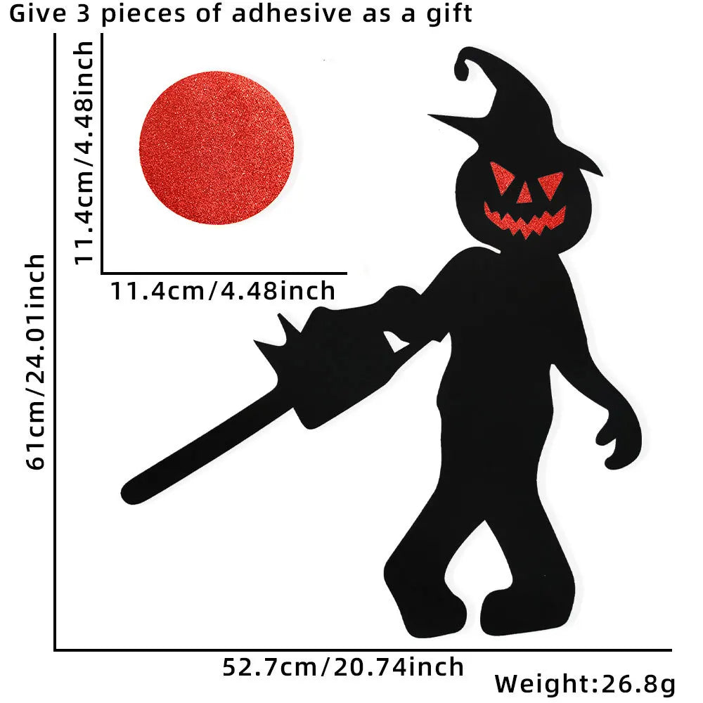 Halloween Window Clings & Door Stickers - Spooky Skeleton, Pumpkin & Witch Decor Set