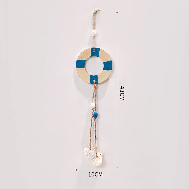 Mediterranean Coastal Wall Decor - Wooden Lighthouse & Sailboat Hanging Ornaments