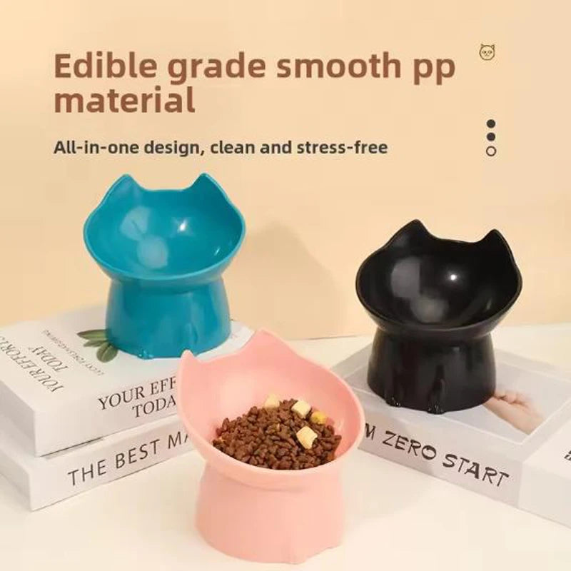Elevated Cat-Shaped Pet Feeding Bowl – Raised Food & Water Dish for Cats