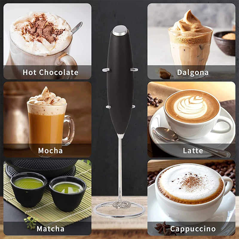 Electric Milk Frother - Handheld Coffee Foam Maker for Cappuccinos & Lattes