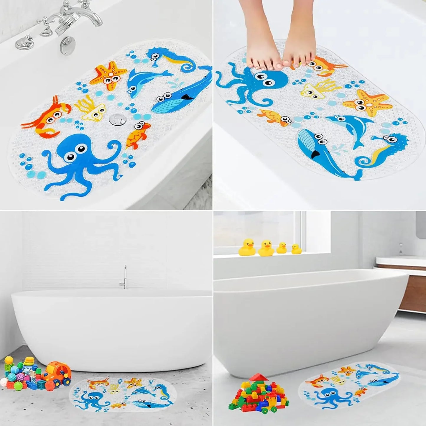 Non-Slip Shower Mat with Suction Cups - Cute Cartoon Bath Mat