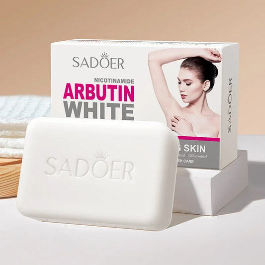SADOER Niacinamide Arbutin Brightening Facial Soap - Handmade Deep Cleansing Bar for Face & Body