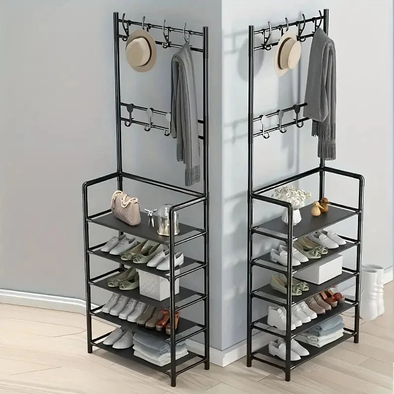 Industrial Entryway Hall Tree with Shoe Storage Bench, Coat Rack & Hanging Organizer