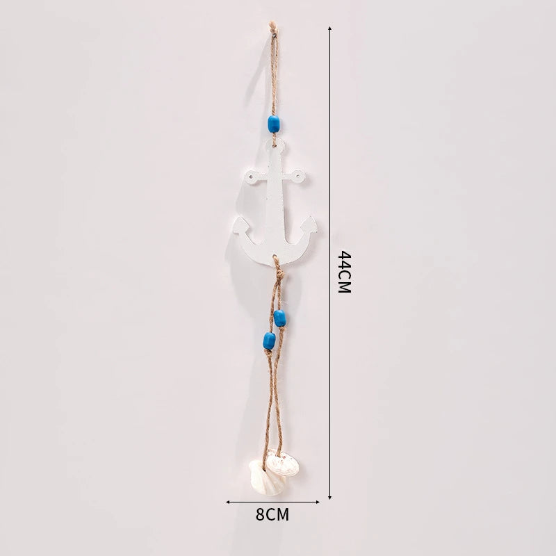 Mediterranean Coastal Wall Decor - Wooden Lighthouse & Sailboat Hanging Ornaments