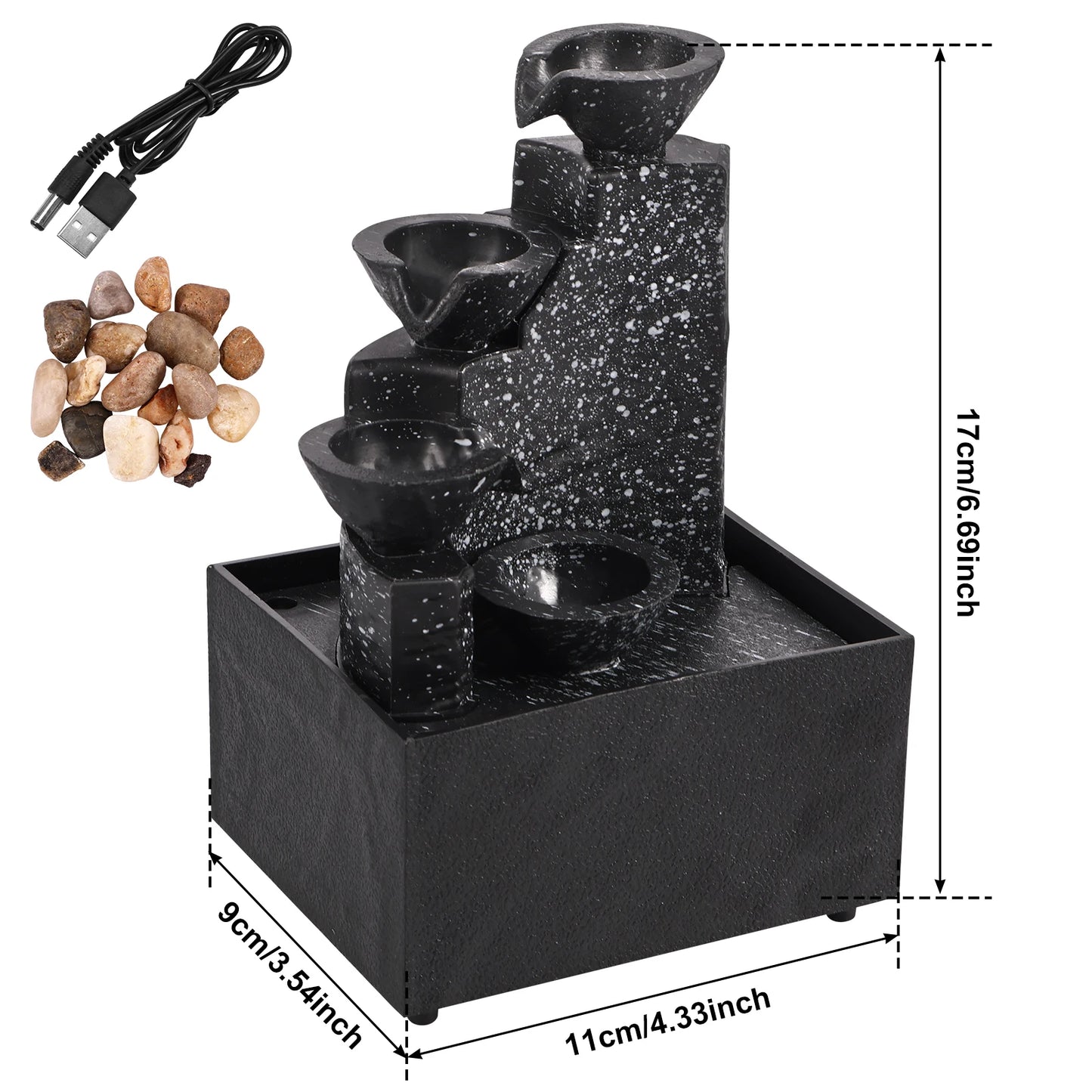 Tabletop Waterfall Fountain - Relaxation & Meditation Desktop Decor with LED Lights