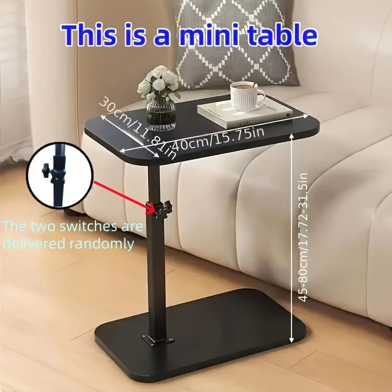 Adjustable Height Table - Portable Wooden Tabletop Sofa Side Table for Coffee, Office & Outdoor Use