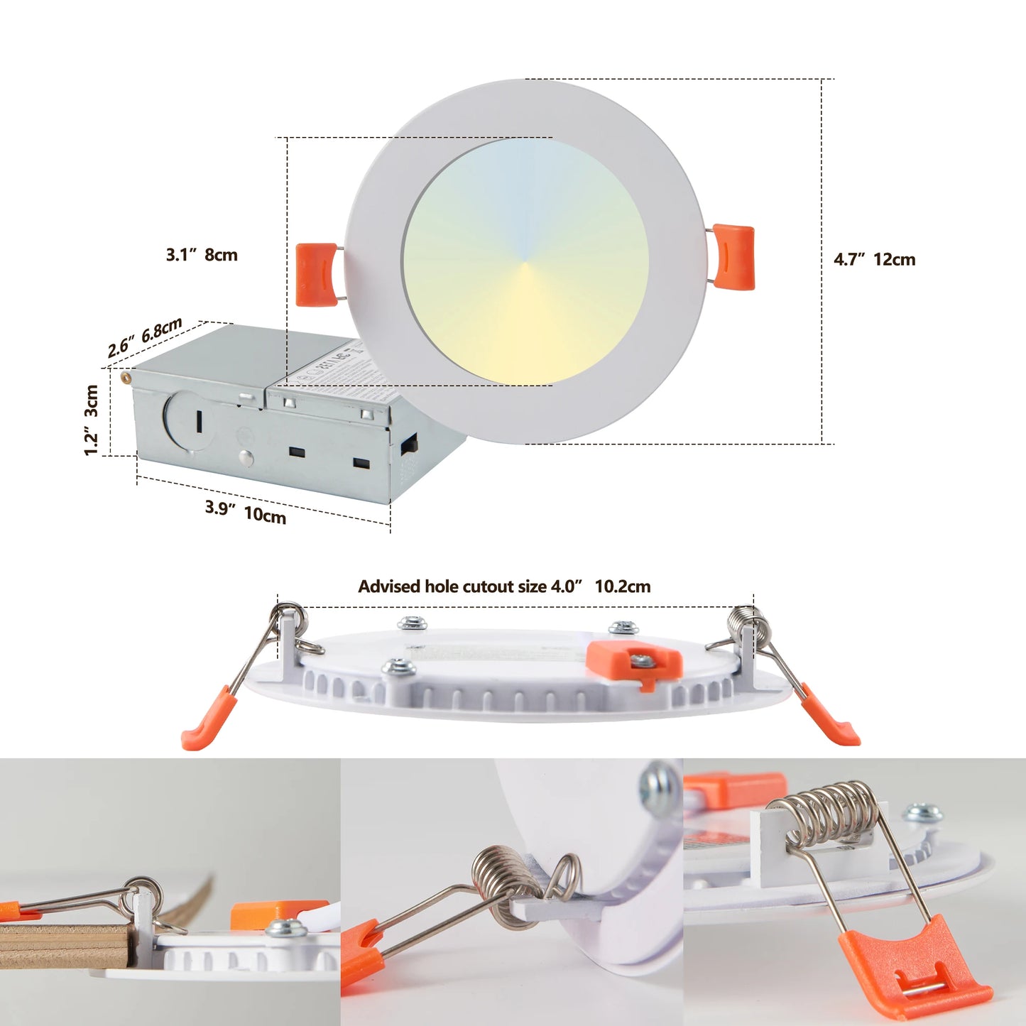 12-Pack Ultra-Thin LED Recessed Lights – Dimmable Downlights with Junction Box