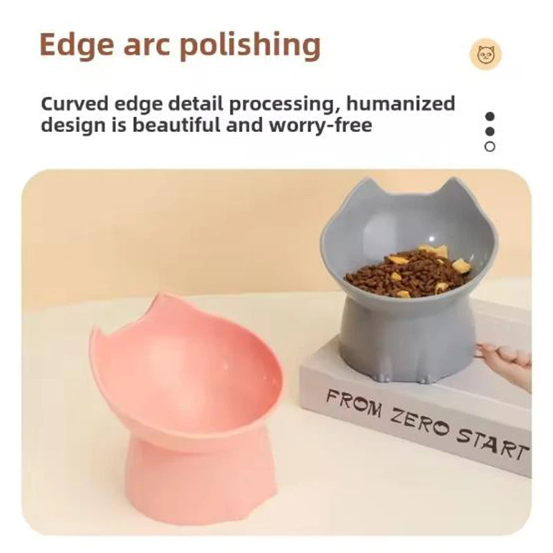 Elevated Cat-Shaped Pet Feeding Bowl – Raised Food & Water Dish for Cats