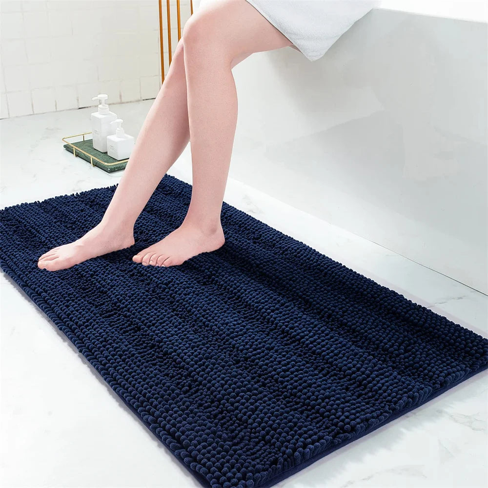 Ultra-Soft Chenille Bathroom Rug - Non-Slip Memory Foam Bath Mat with Anti-Slip Backing