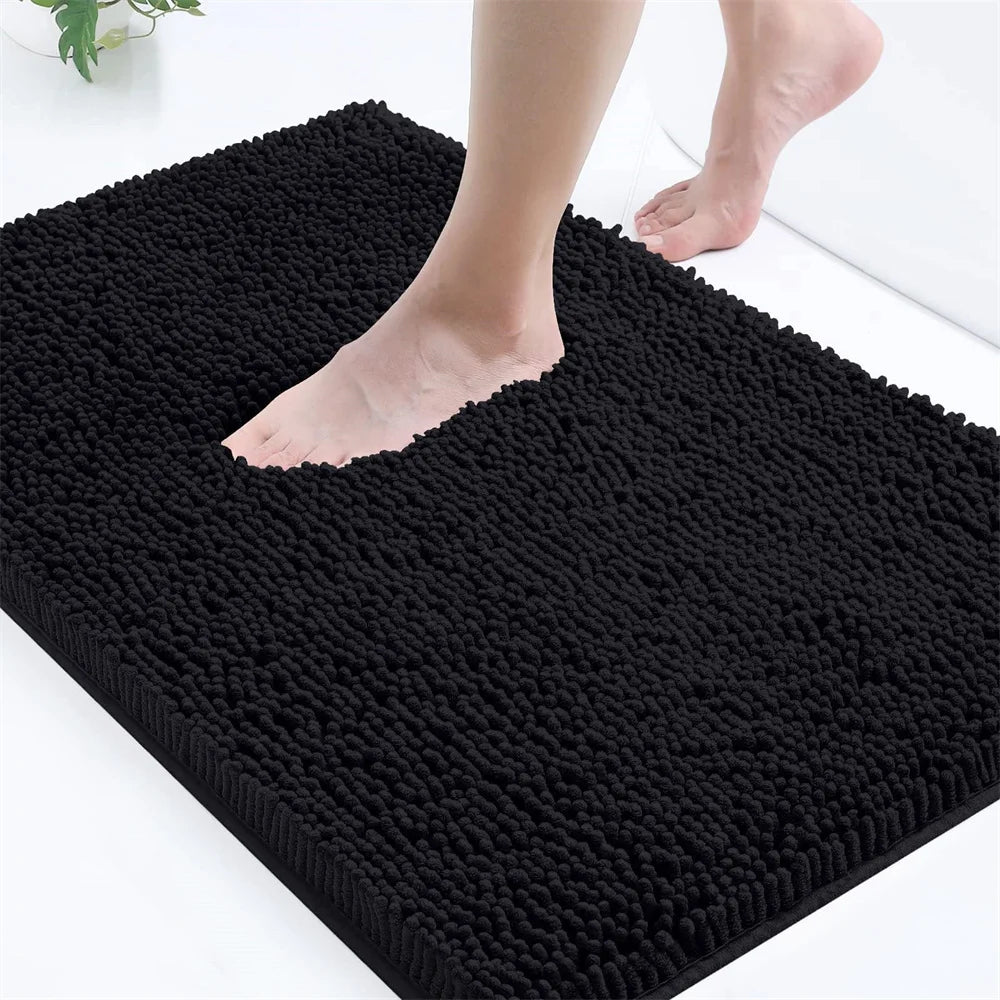 Ultra-Soft Chenille Bathroom Rug - Non-Slip Memory Foam Bath Mat with Anti-Slip Backing