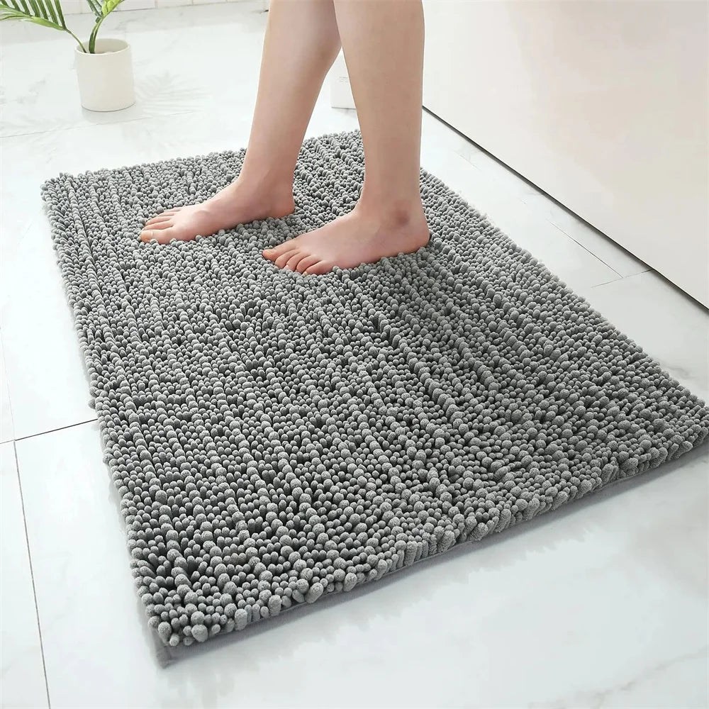 Ultra-Soft Chenille Bathroom Rug - Non-Slip Memory Foam Bath Mat with Anti-Slip Backing