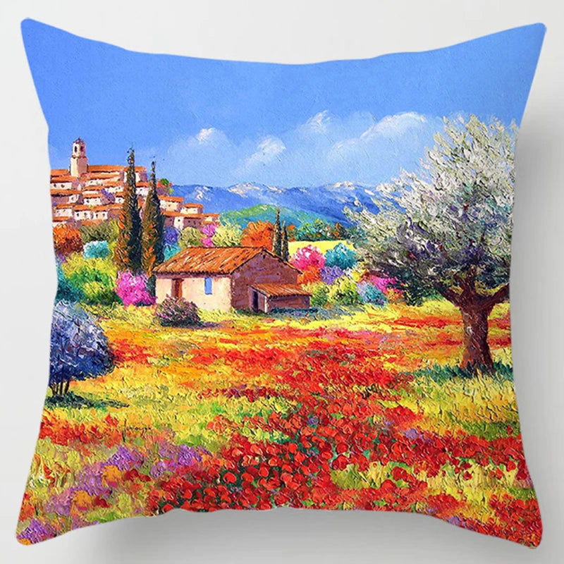 Lavender Pattern Throw Pillow Cover - Decorative Sofa Cushion Case for Living Room & Bedroom