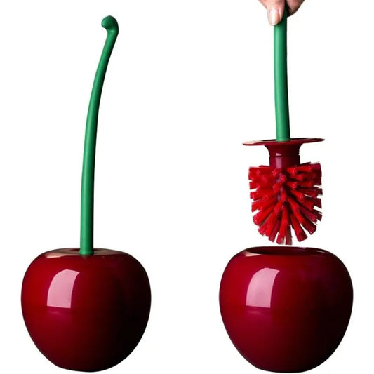 Cherry Toilet Brush & Holder Set - Cute Long Handle Bathroom Decor
