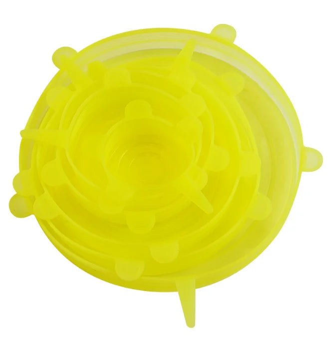 6-Piece Silicone Food Storage Lids - Reusable Airtight Stretch Covers for Kitchen