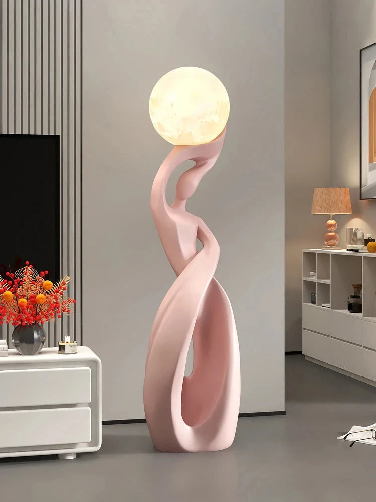 Nordic Abstract Art Sculpture - Luminous Floor Statue for Modern Living Room Decor