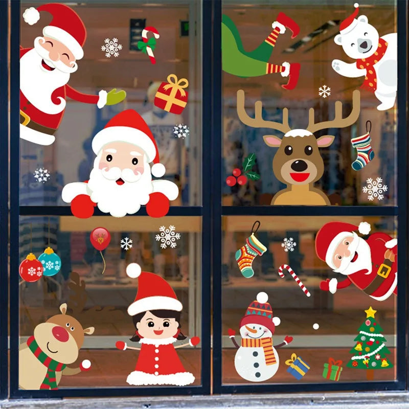 Christmas Window Stickers - Festive Holiday Decals for Home & Kids Room