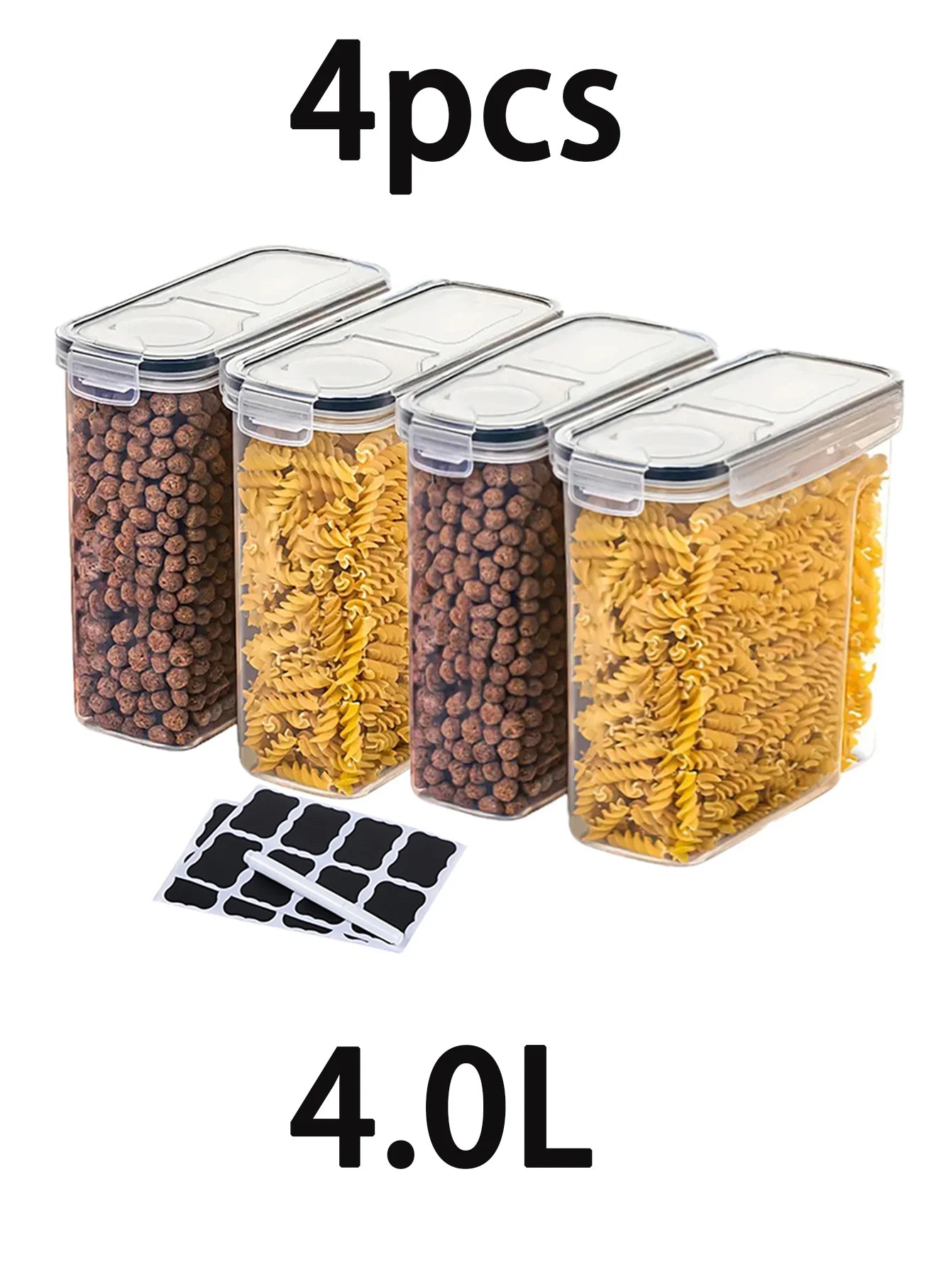 4-Piece Airtight Food Storage Container Set with Lids – Kitchen Pantry Organization Canisters