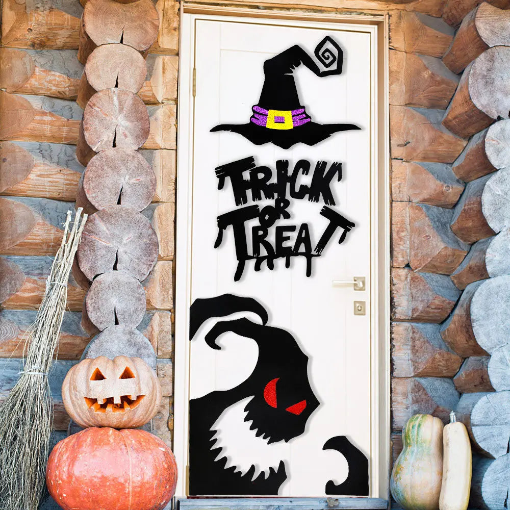 Halloween Window Clings & Door Stickers - Spooky Skeleton, Pumpkin & Witch Decor Set