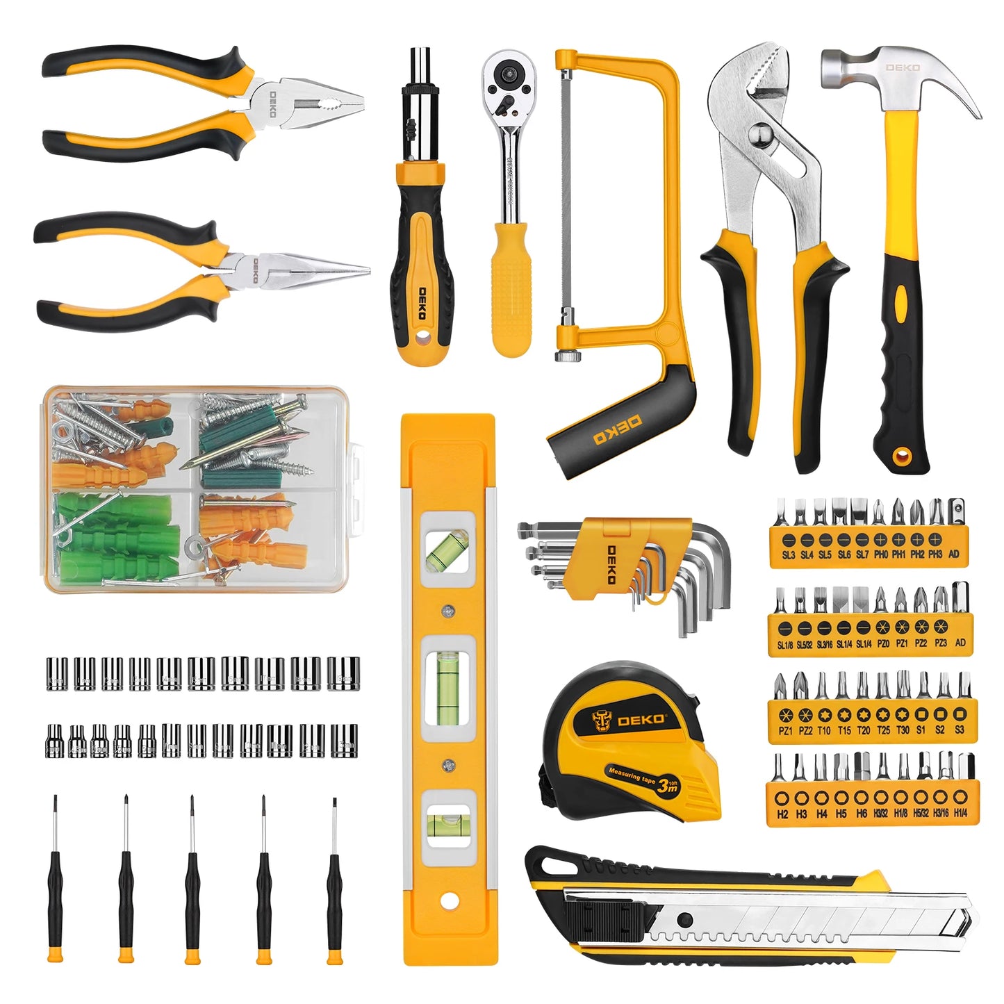 DEKO 228-Piece Home & Auto Repair Tool Set with Storage Case