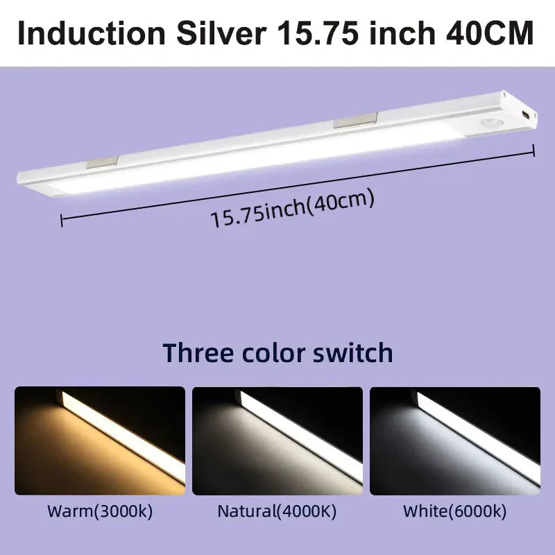 Rechargeable LED Motion Sensor Cabinet Lights - Dimmable Under Cabinet Lighting (20-60cm)
