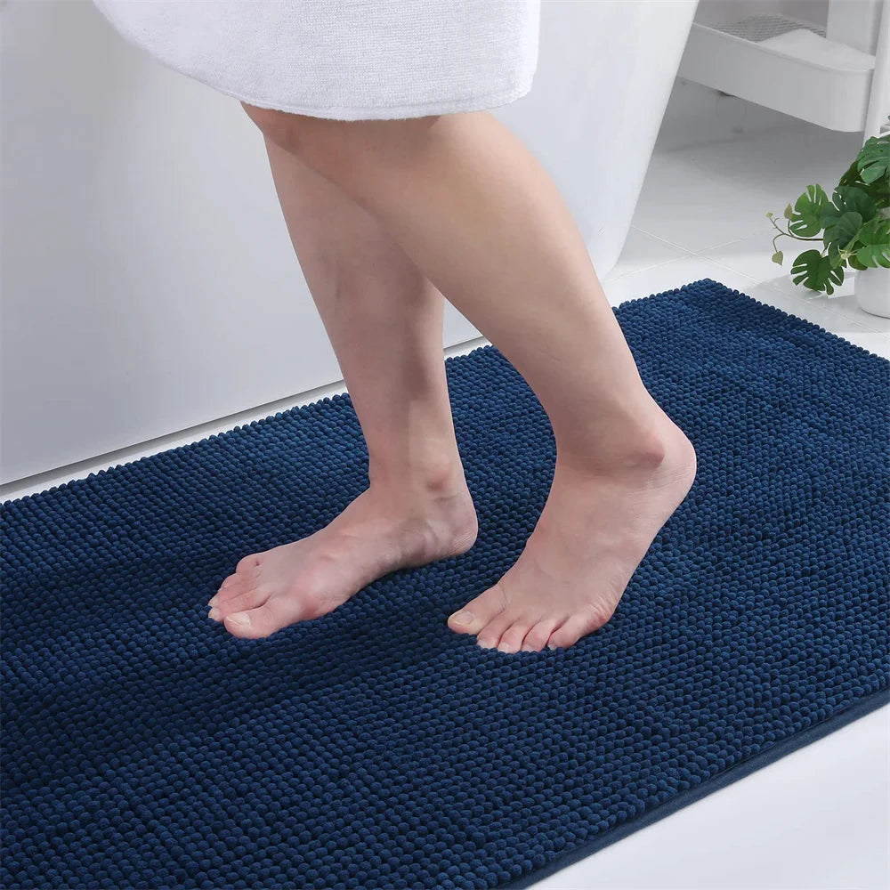 Ultra-Soft Chenille Bathroom Rug - Non-Slip Memory Foam Bath Mat with Anti-Slip Backing