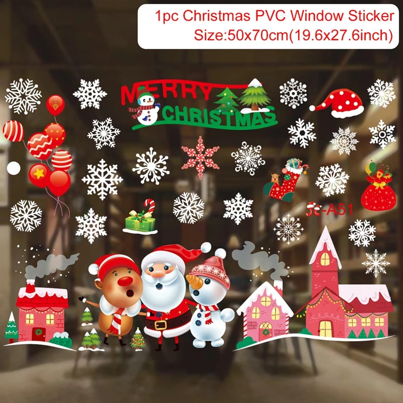 Christmas Window Stickers - Festive Holiday Decals for Home & Kids Room