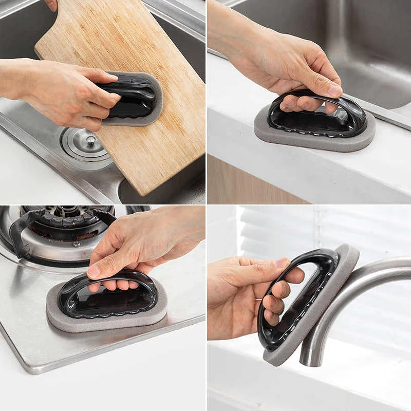 Nano Emery Sponge Cleaning Brush - Rust Remover with Handle