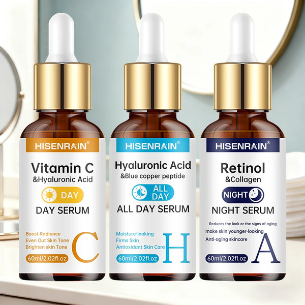 HISENRAIN Vitamin C + Retinol + Hyaluronic Acid Serum Duo - Anti-Aging Brightening & Hydration