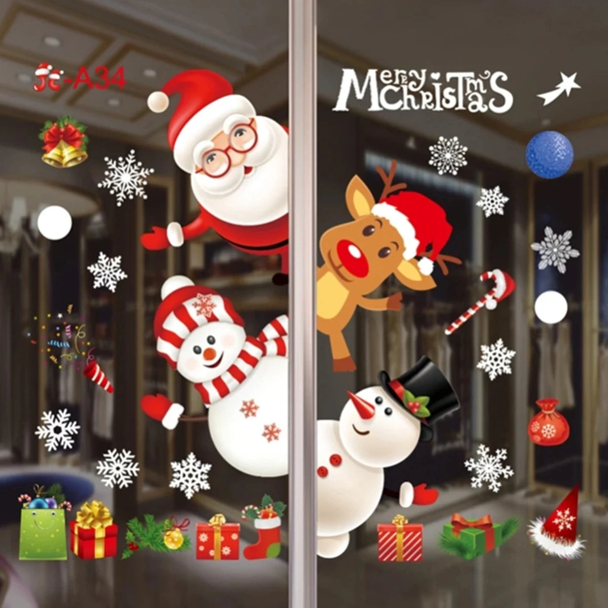 Christmas Window Stickers - Festive Holiday Decals for Home & Kids Room