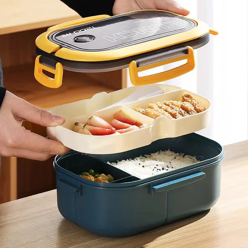 1200ML 2-Layer Bento Lunch Box with Utensils