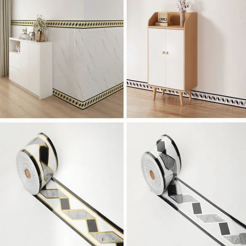 Self-Adhesive Skirting Board Stickers - Waterproof Wall Border Trim (10-Pack)