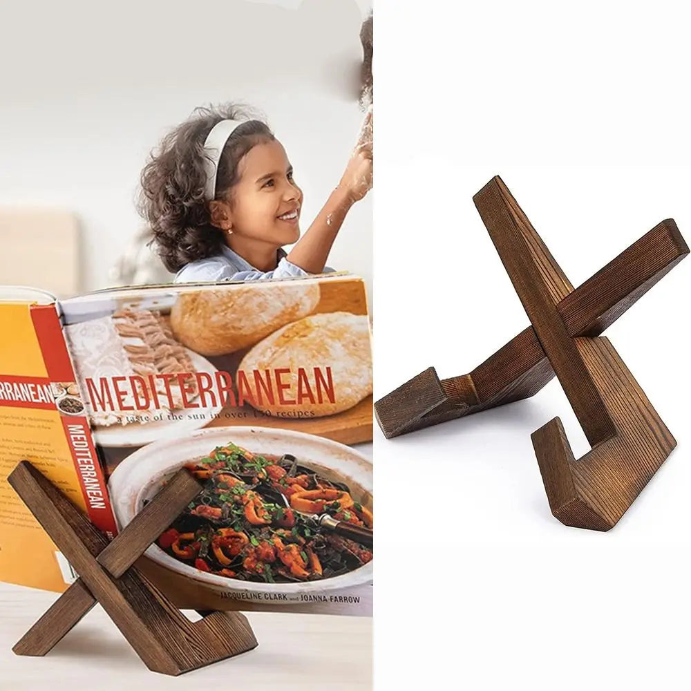 Wooden Recipe Book Stand - Kitchen Countertop Cookbook Holder