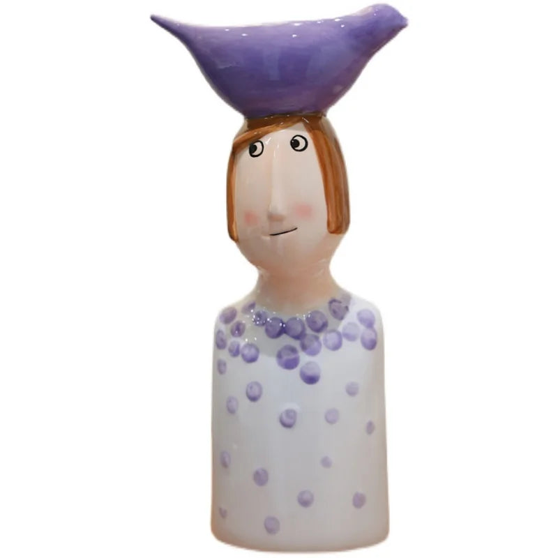 Ceramic Vase - Modern Desktop Art Sculpture for Flower Arrangements & Home Decor