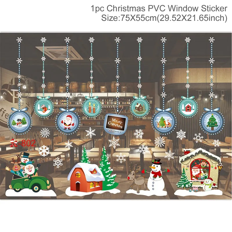 Christmas Window Stickers - Festive Holiday Decals for Home & Kids Room